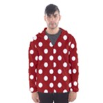 Polka Dots - White on Dark Red Hooded Wind Breaker (Men)
