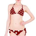 Polka Dots - White on Dark Red Bikini Set