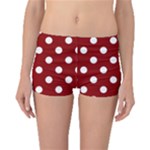 Polka Dots - White on Dark Red Boyleg Bikini Bottoms