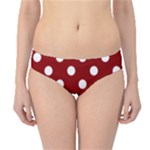 Polka Dots - White on Dark Red Hipster Bikini Bottoms
