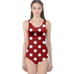 Polka Dots - White on Dark Red One Piece Swimsuit