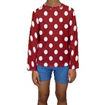 Polka Dots - White on Dark Red Kid s Long Sleeve Swimwear