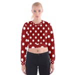 Polka Dots - White on Dark Red Women s Cropped Sweatshirt