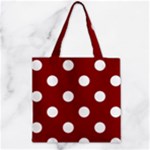 Polka Dots - White on Dark Red Zipper Grocery Tote Bag