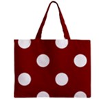 Polka Dots - White on Dark Red Zipper Mini Tote Bag
