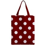 Polka Dots - White on Dark Red Zipper Classic Tote Bag