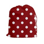 Polka Dots - White on Dark Red Drawstring Pouch (XXl)