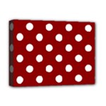 Polka Dots - White on Dark Red Deluxe Canvas 16  x 12  (Stretched)