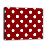 Polka Dots - White on Dark Red Deluxe Canvas 20  x 16  (Stretched)