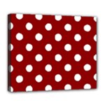 Polka Dots - White on Dark Red Deluxe Canvas 24  x 20  (Stretched)