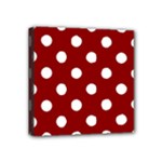 Polka Dots - White on Dark Red Mini Canvas 4  x 4  (Stretched)