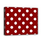 Polka Dots - White on Dark Red Canvas 10  x 8  (Stretched)