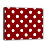 Polka Dots - White on Dark Red Canvas 14  x 11  (Stretched)