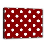 Polka Dots - White on Dark Red Canvas 16  x 12  (Stretched)