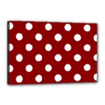 Polka Dots - White on Dark Red Canvas 18  x 12  (Stretched)