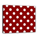 Polka Dots - White on Dark Red Canvas 20  x 16  (Stretched)