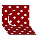 Polka Dots - White on Dark Red Circle 3D Greeting Card (7x5)