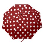 Polka Dots - White on Dark Red Folding Umbrella