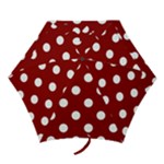 Polka Dots - White on Dark Red Mini Umbrella