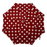 Polka Dots - White on Dark Red Hook Handle Umbrella (Medium)