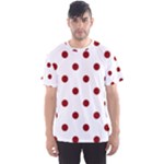 Polka Dots - Dark Red on White Men s Sport Mesh Tee
