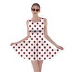 Polka Dots - Dark Red on White Skater Dress