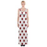 Polka Dots - Dark Red on White Maxi Thigh Split Dress
