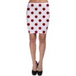 Polka Dots - Dark Red on White Bodycon Skirt