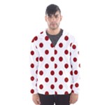 Polka Dots - Dark Red on White Hooded Wind Breaker (Men)