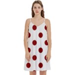 Polka Dots - Dark Red on White Women s Reversible Sports Bra with Border