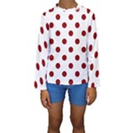 Polka Dots - Dark Red on White Kid s Long Sleeve Swimwear