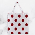 Polka Dots - Dark Red on White Grocery Tote Bag