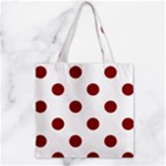 Polka Dots - Dark Red on White Zipper Grocery Tote Bag