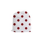 Polka Dots - Dark Red on White Drawstring Pouch (S)