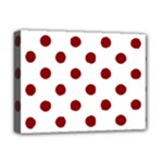 Polka Dots - Dark Red on White Deluxe Canvas 16  x 12  (Stretched)