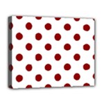 Polka Dots - Dark Red on White Deluxe Canvas 20  x 16  (Stretched)