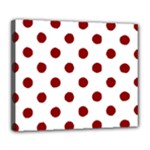Polka Dots - Dark Red on White Deluxe Canvas 24  x 20  (Stretched)