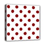 Polka Dots - Dark Red on White Mini Canvas 8  x 8  (Stretched)