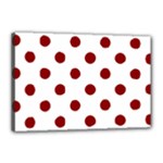 Polka Dots - Dark Red on White Canvas 18  x 12  (Stretched)