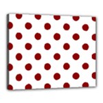 Polka Dots - Dark Red on White Canvas 20  x 16  (Stretched)