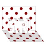 Polka Dots - Dark Red on White GIRL 3D Greeting Card (7x5)