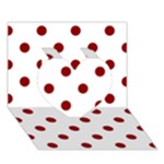 Polka Dots - Dark Red on White Heart 3D Greeting Card (7x5)