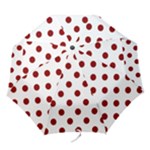 Polka Dots - Dark Red on White Folding Umbrella