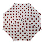 Polka Dots - Dark Red on White Golf Umbrella