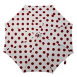 Polka Dots - Dark Red on White Hook Handle Umbrella (Medium)