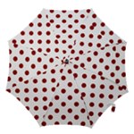 Polka Dots - Dark Red on White Hook Handle Umbrella (Small)