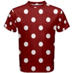 Polka Dots - White on Maroon Red Men s Cotton Tee