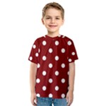 Polka Dots - White on Maroon Red Kid s Sport Mesh Tee