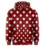 Polka Dots - White on Maroon Red Men s Zipper Hoodie