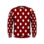 Polka Dots - White on Maroon Red Kid s Sweatshirt